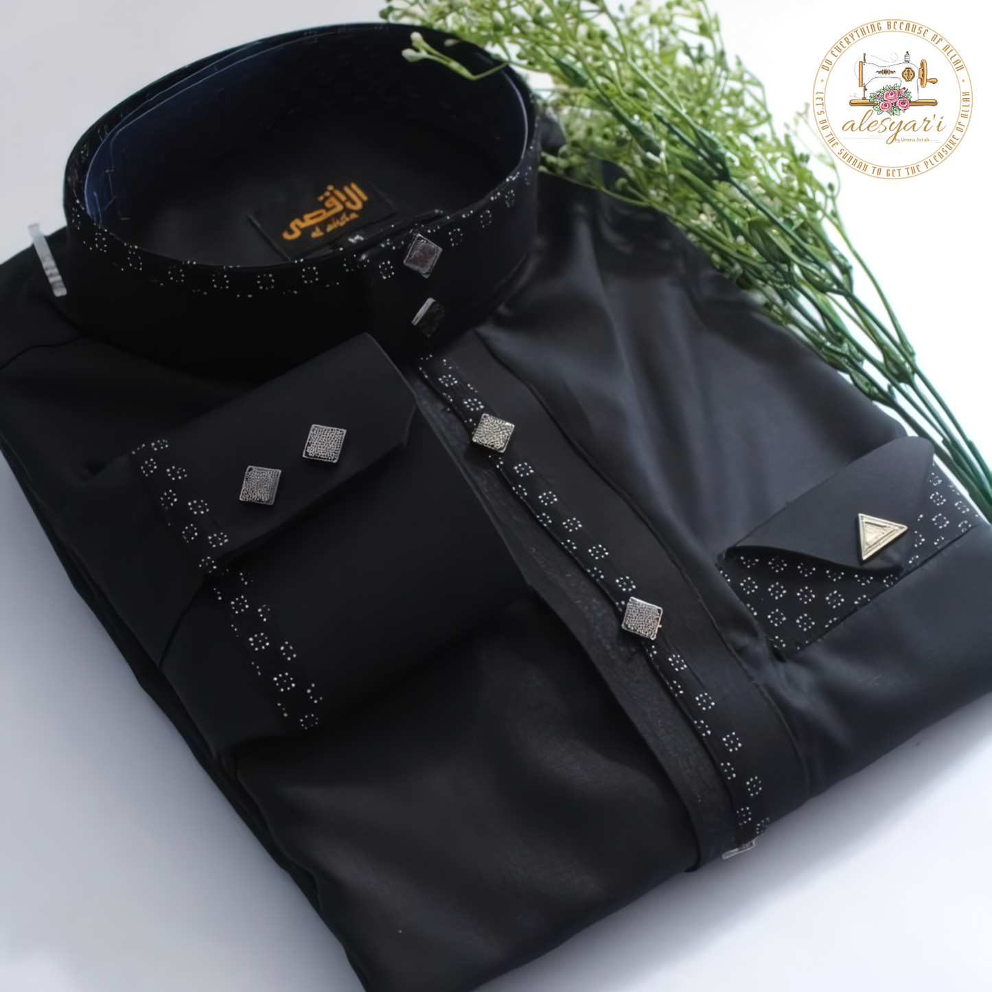 Alesyari Shop I Men's Arabia Jubba Thobe Kaftan Middle East Islamic Clothing Muslim Fashion Arab Abaya Dubai Dress 2024