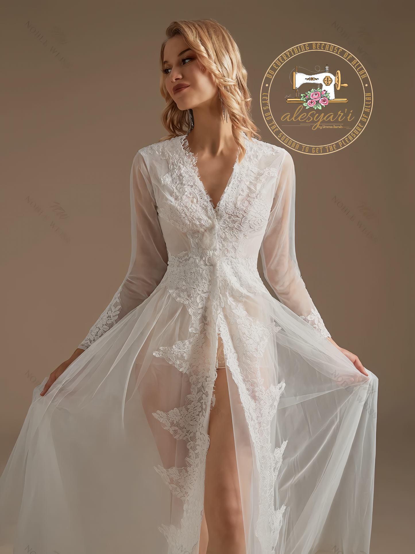 Alesyari Shop I Custom-Made Lace Hem Bridal Bolero : Tulle Sheer Elegance for Your Wedding Party Cape Dress