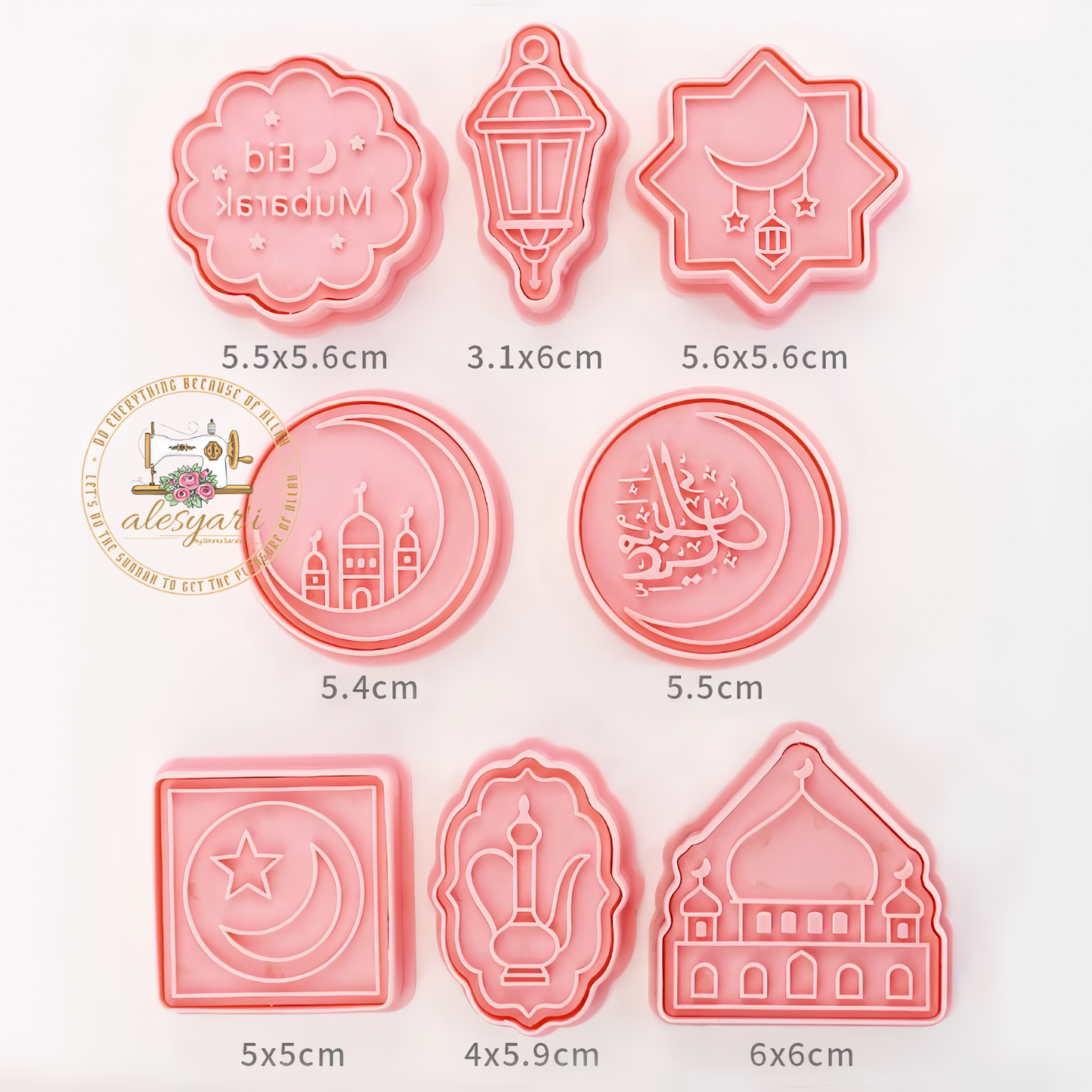 Alesyari Shop I Festive Ramadan Cookie Cutter Set for Eid Mubarak Celebrations - Create Sweet Memories with Islamic-themed Biscuit Molds