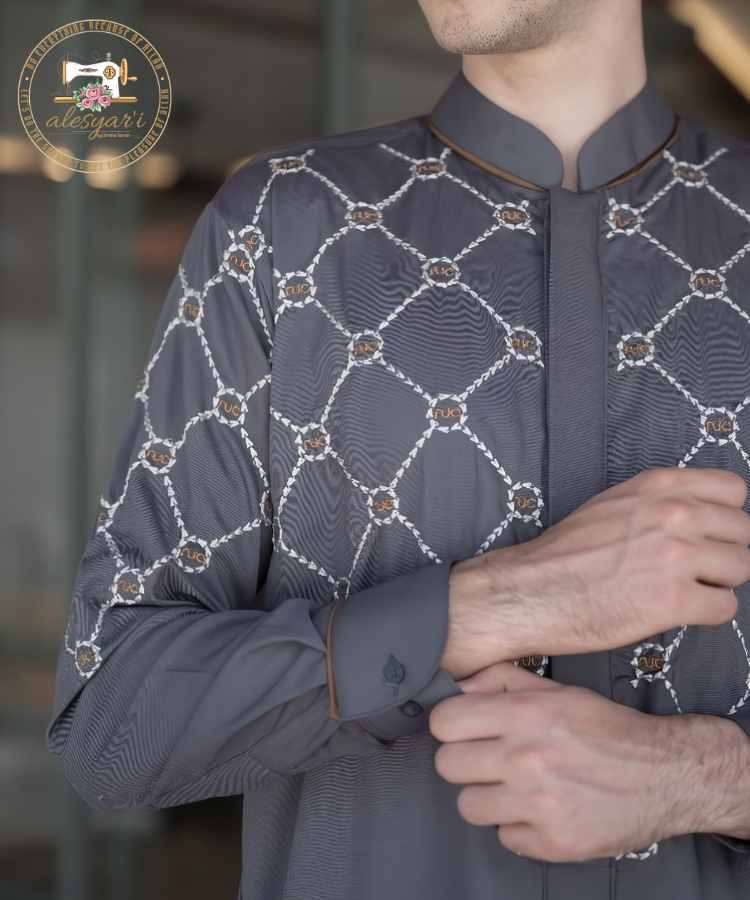 Alesyari Shop I Men's Embroidered Jubba Thobe Kaftan: Traditional Elegance