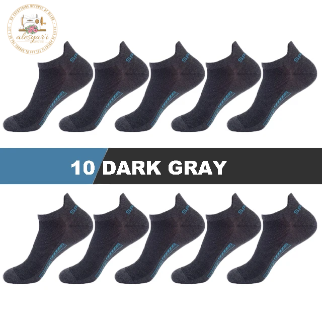 Alesyar'i Shop I 10 Pairs/Lot: High-Quality Men's Ankle Socks - Breathable Cotton, Mesh Design, Casual Athletic Style for a Cool and Comfortable Summer, Thin Cut Short Socks