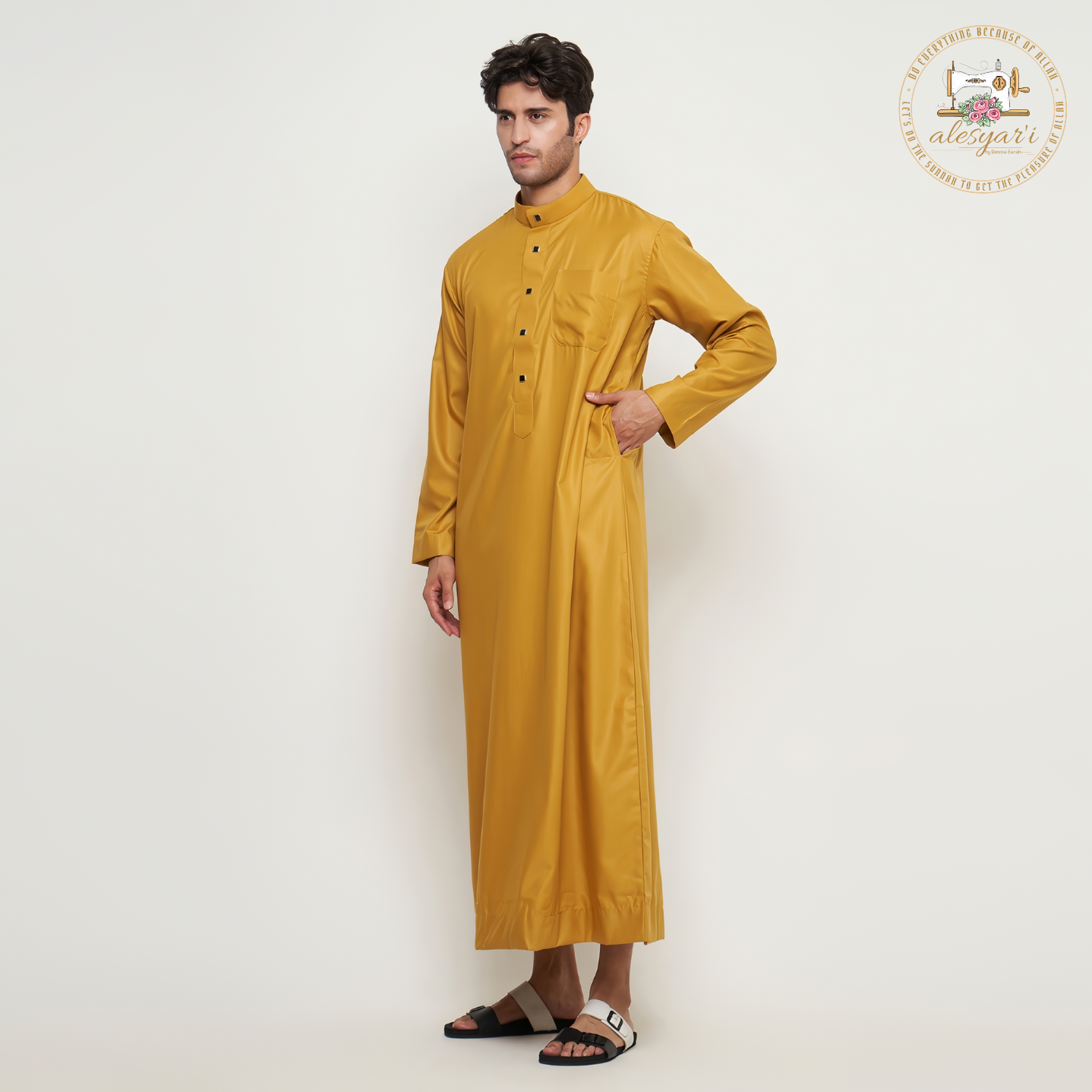 Alesyari Shop I Islamic Jubba Thobe Long Sleeve Robe Shirts Hoodies Saudi Arab Kaftan Long Jubba Thobe Hombre Muslim Men Abaya Clothing