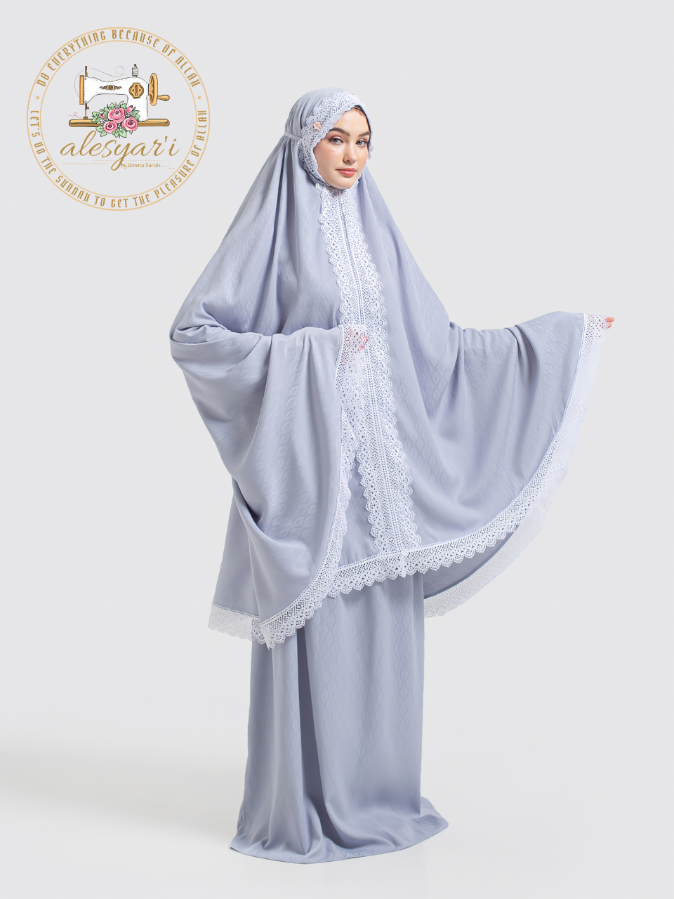 Alesyari Shop I 2-Piece Silky Skirt Sets with Lace Trim for Women's Prayer Garment - Perfect for Eid and Muslim Prayer in Saudi Arabia