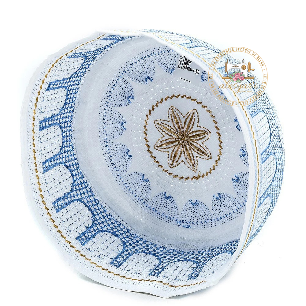 Alesyari Shop I Artfully Stitched: Islamic Men's Prayer Cap - Enhance Your Muslim Worship Experience