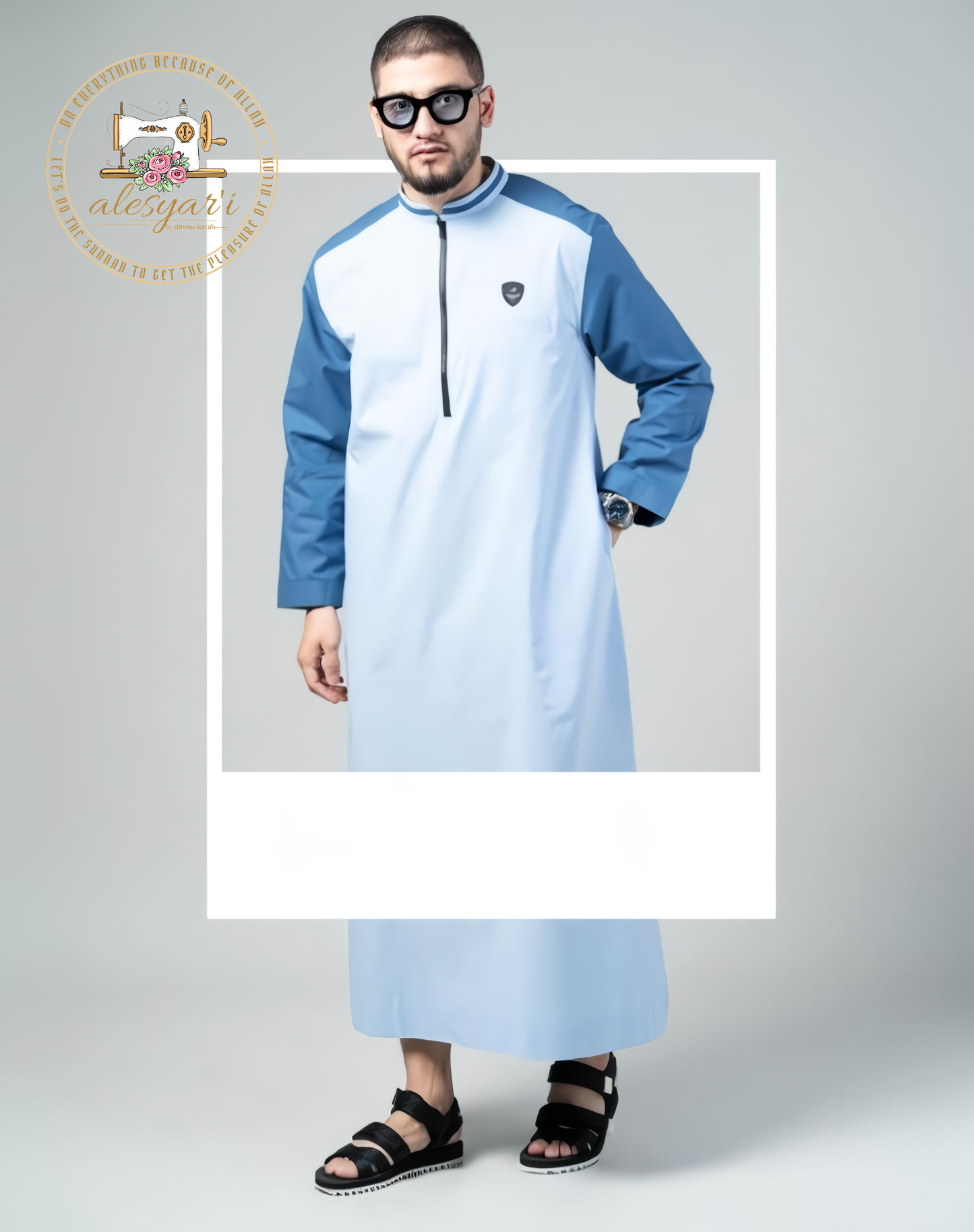 Alesyari Shop I Stylish Oxford Two-Tone Casual Robe for Men The Ideal Islamic Attire for Prayers