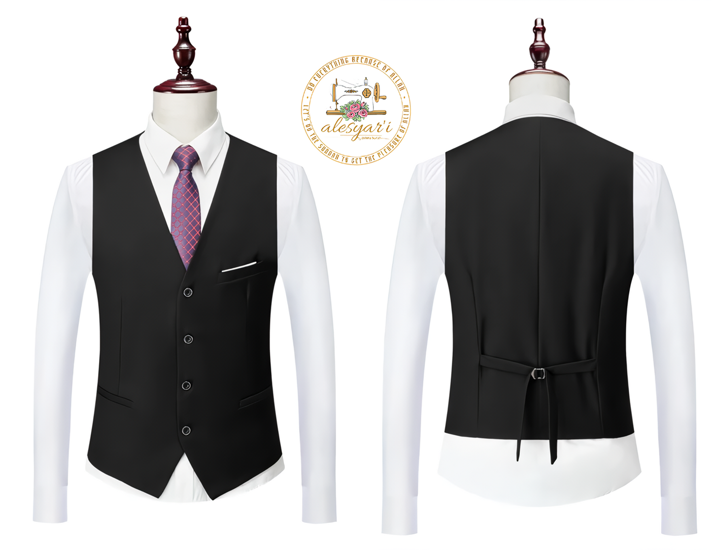 Alesyari Shop I High-End Three-Piece Suit - Impeccable Jacket, Vest, and Pants in a Refined Solid Color Design a Formal Business Menswear