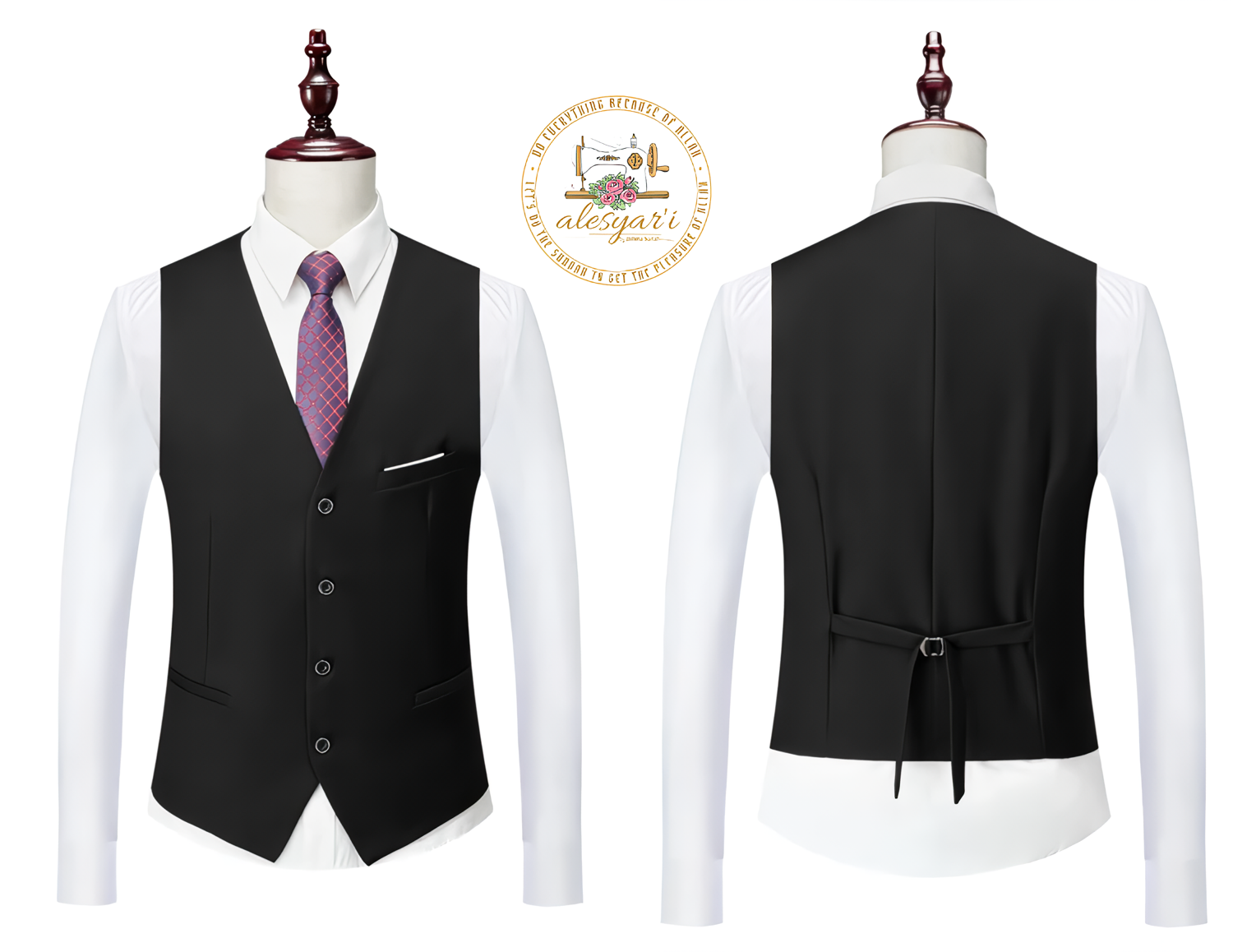 Alesyari Shop I High-End Three-Piece Suit - Impeccable Jacket, Vest, and Pants in a Refined Solid Color Design a Formal Business Menswear