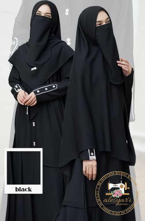 Alesyari Shop I Eid Muslim Women's 2-Piece Set: Long Abaya Dress with Khimar, Prayer Hijab, and Ramadan Kaftan Jumbo Veil Set