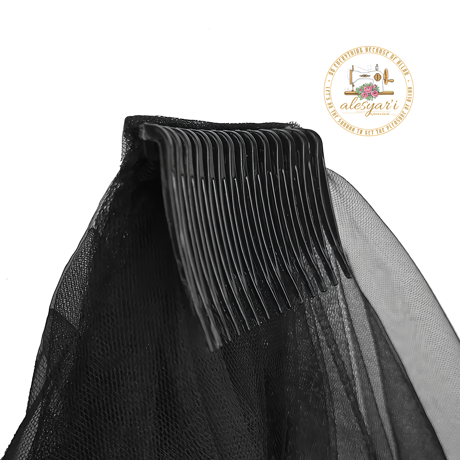 Alesyari Shop I Short Two-Layer Black and White Lace Bridal Veils with Comb – Ideal for Brides, Cosplay, and Vintage-inspired Wedding Elegance