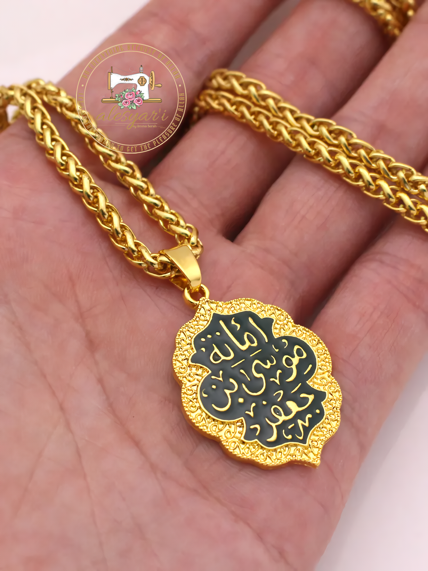 Alesyari Shop I Imam Musa bin Jafar KAZIM: Pendant Necklace, A Revered Figure in Islam, Amanat Musa bin Jafar