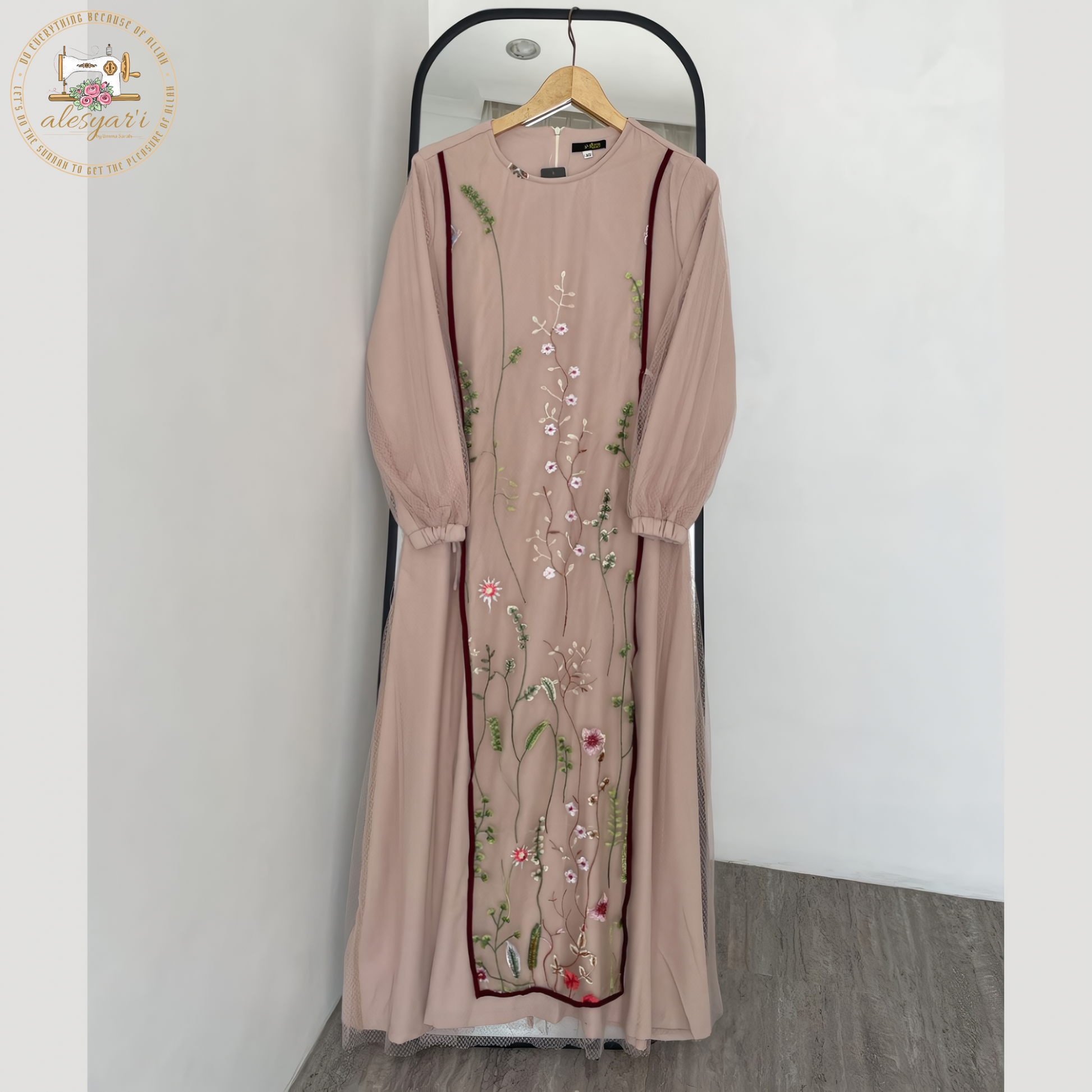 Alesyari Shop I 2024 Maxi Dress Kaftan Floral Women Fashion Muslim Clothing Dubai Long Sleeve Abaya Ladies Evening Dresses