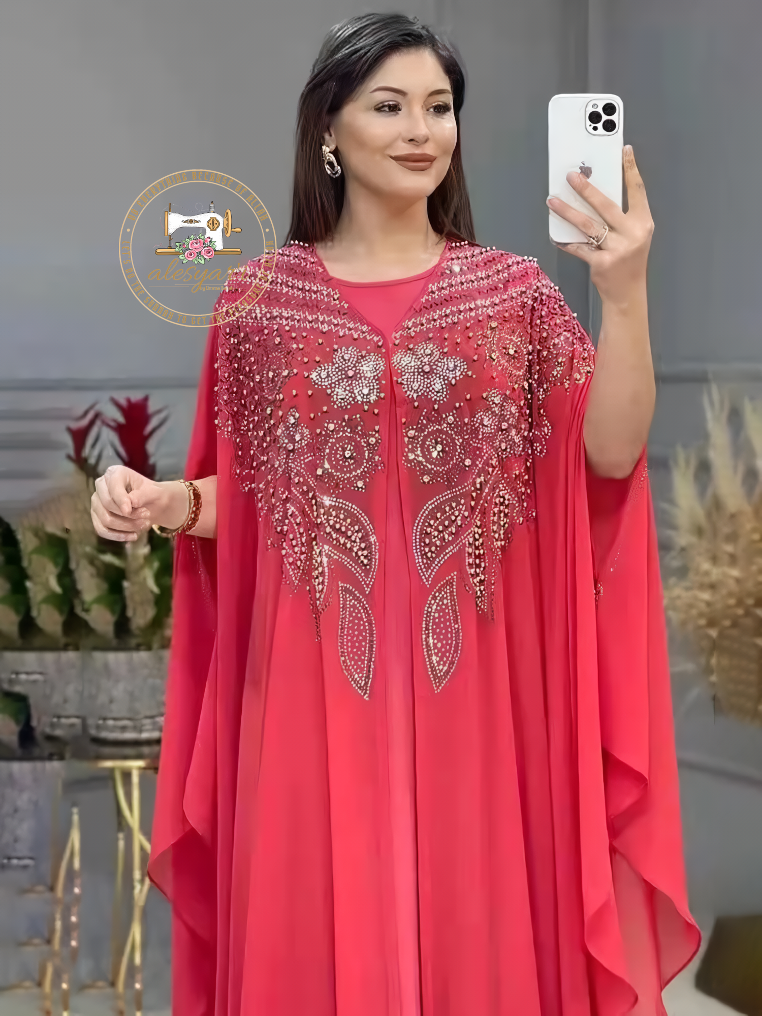 Alesyari Shop I Luxurious Dubai Women's Abayas: Sifon Boubou Muslim Fashion Kaftan Marocain Dresses for Special Occasions and Weddings