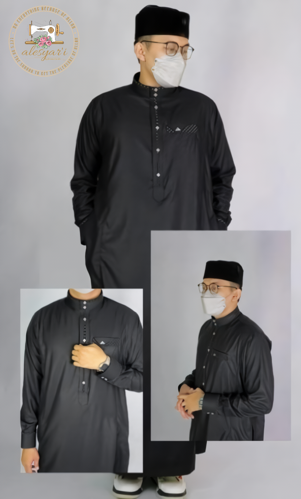 Alesyari Shop I Men's Arabia Jubba Thobe Kaftan Middle East Islamic Clothing Muslim Fashion Arab Abaya Dubai Dress 2024