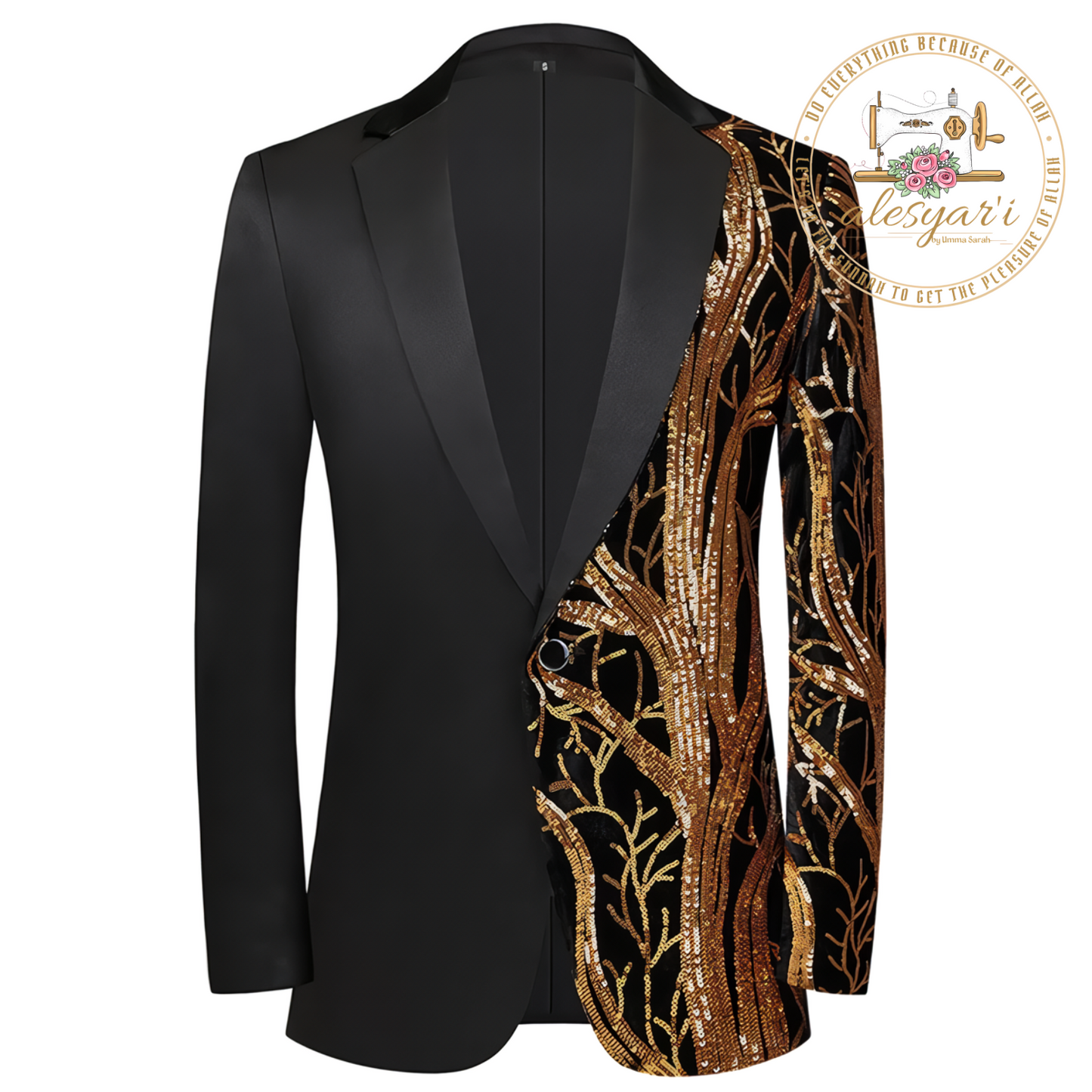 Mens Luxury Wave Striped Gold Sequin Blazer Jacket Shawl Lapel One Button Shiny Wedding Party Suit Jackets Dinner Tuxedo Blazer