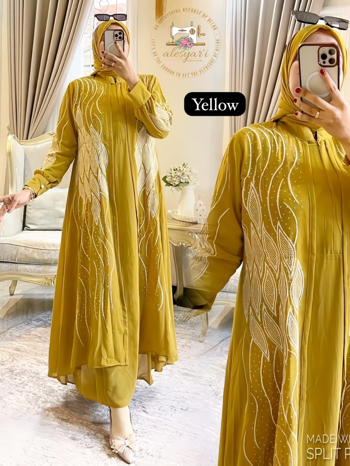 Alesyari Shop I Fashion Solid Muslim Dress Women Autumn Casual Long Sleeve Satin Maxi Female Abaya Turkish Robe