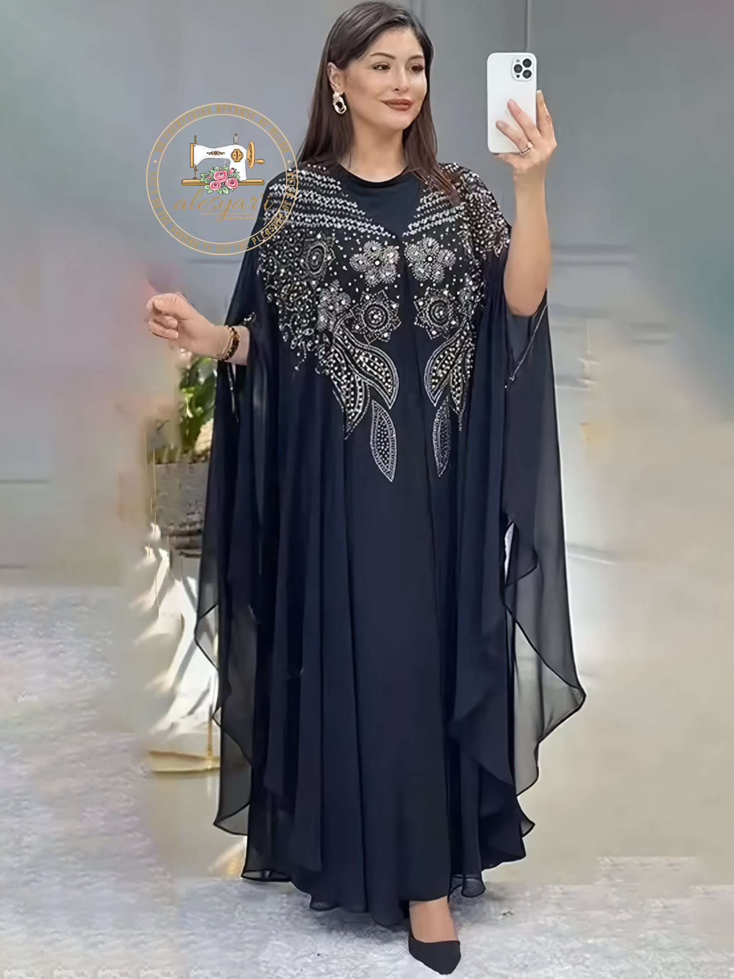 Alesyari Shop I Luxurious Dubai Women's Abayas: Sifon Boubou Muslim Fashion Kaftan Marocain Dresses for Special Occasions and Weddings