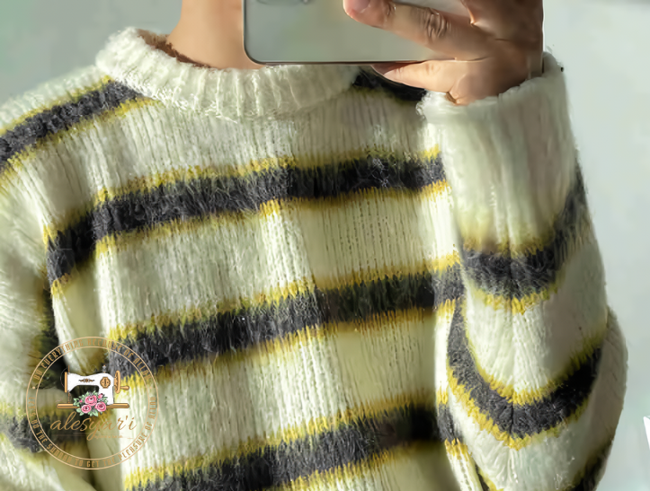 Alesyari Shop I Autumn Winter Round Neck Long Sleeve Knitting Tops: New Korean Chic Casual Men's Loose Striped Sweater