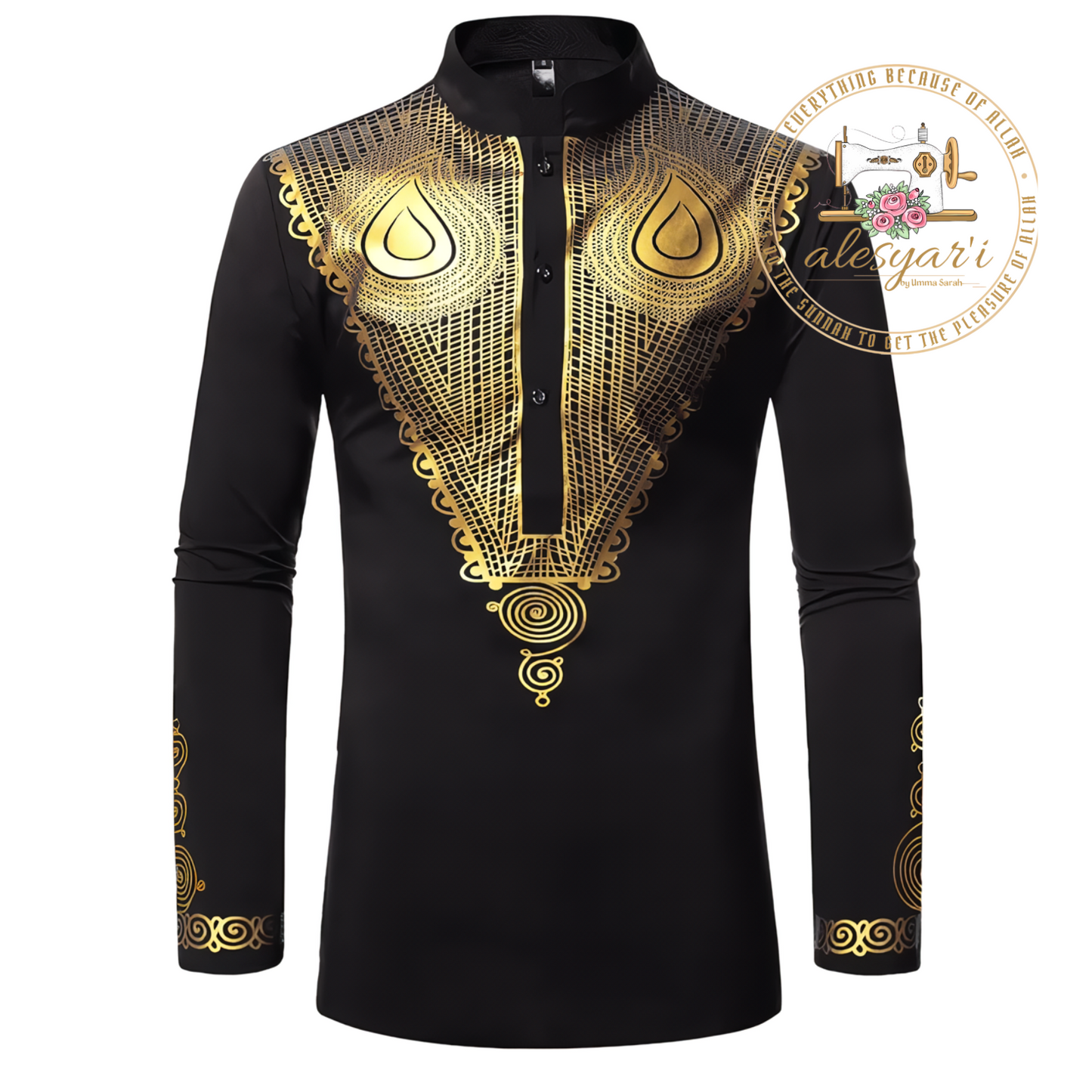 Alesyari Shop I African Dashiki Print Shirt for Men: Fashionable Business Casual Pullovers