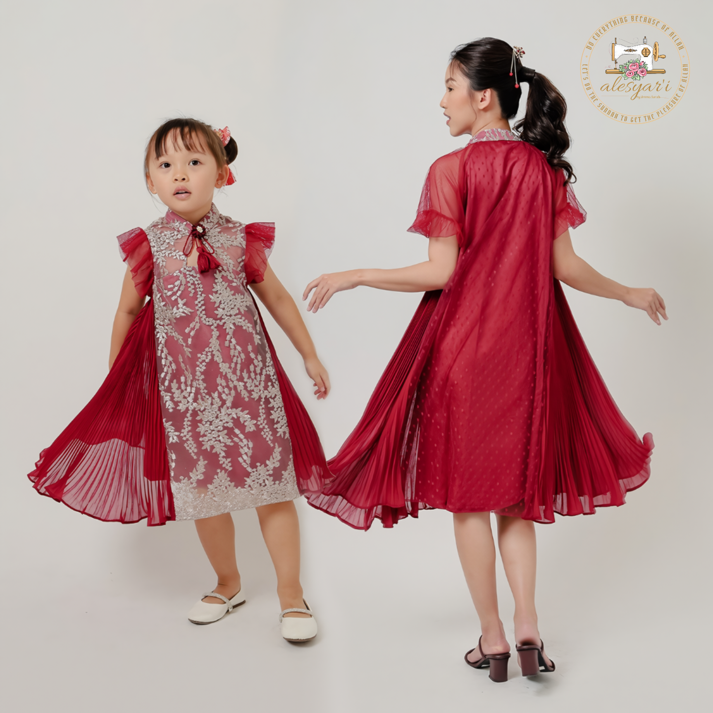 Alesyari Shop I New Fashion Floral Mom And Daughter Dress Cute Family Matching Party Parent-Child Outfits Christmas Carnival Mother Kids Clothes