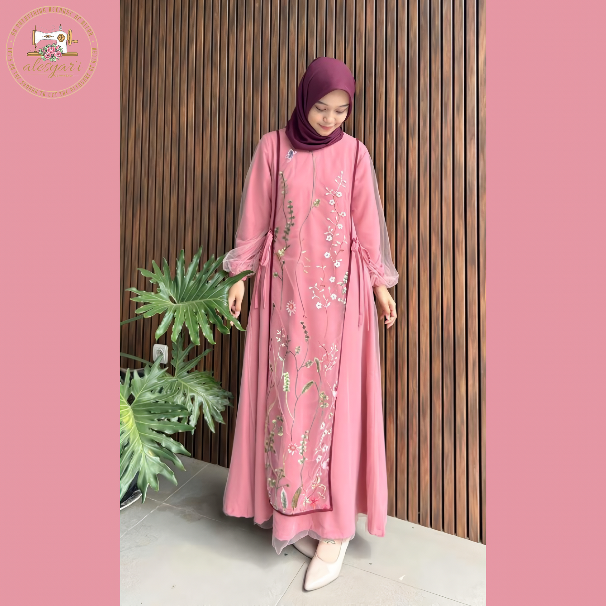 Alesyari Shop I 2024 Maxi Dress Kaftan Floral Women Fashion Muslim Clothing Dubai Long Sleeve Abaya Ladies Evening Dresses