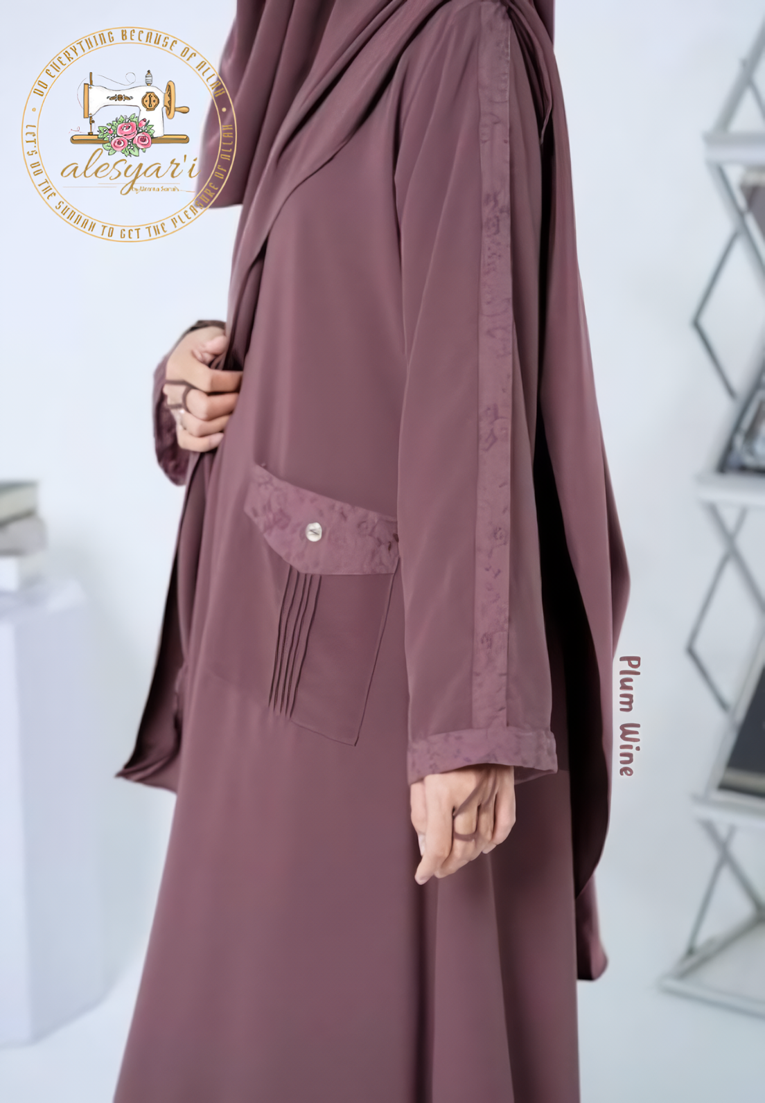 Alesyari Shop I Ramadan Eid women Elegance Modest Hijab Set with Khimar, Veil, and Plain Robe