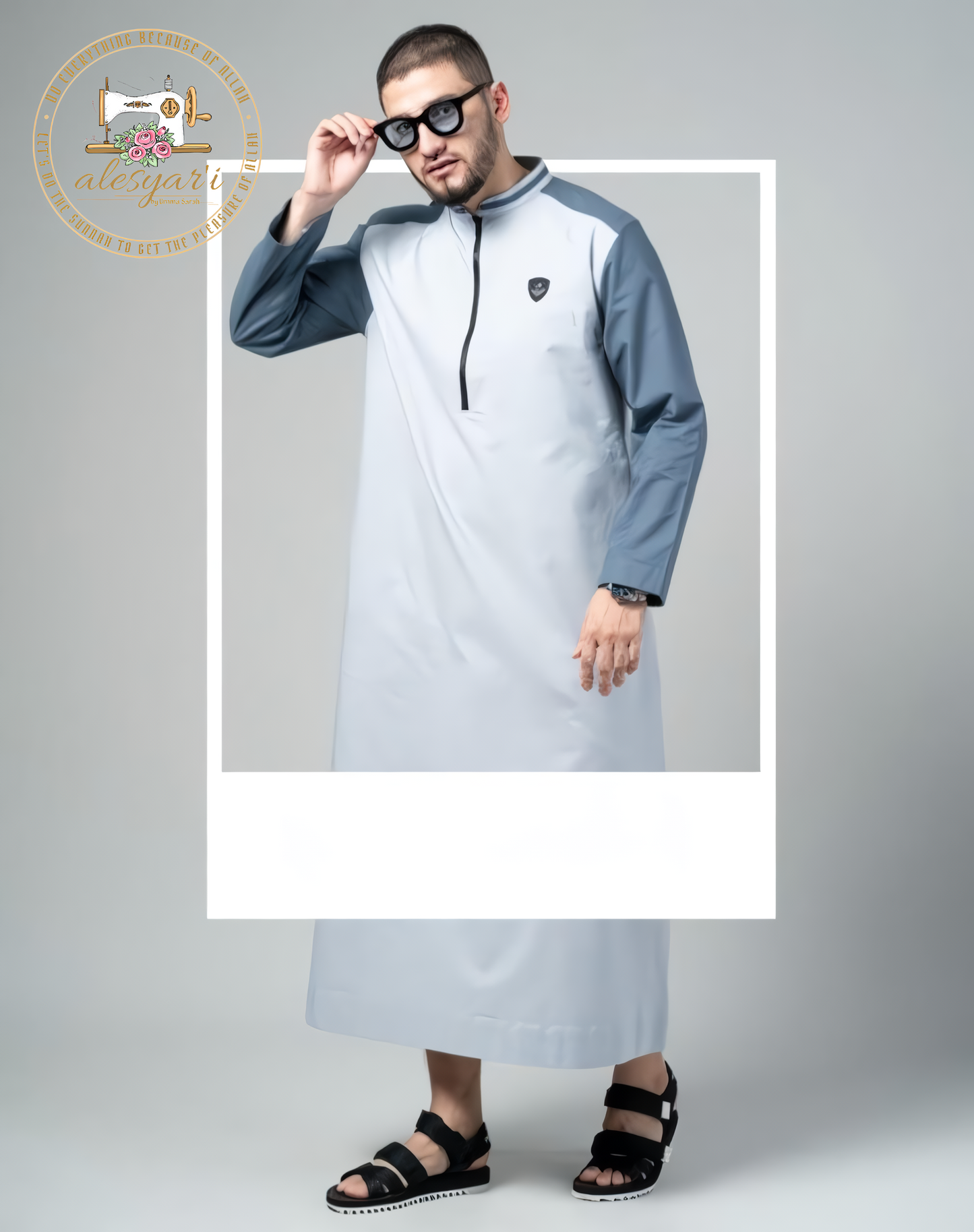 Alesyari Shop I Stylish Oxford Two-Tone Casual Robe for Men The Ideal Islamic Attire for Prayers