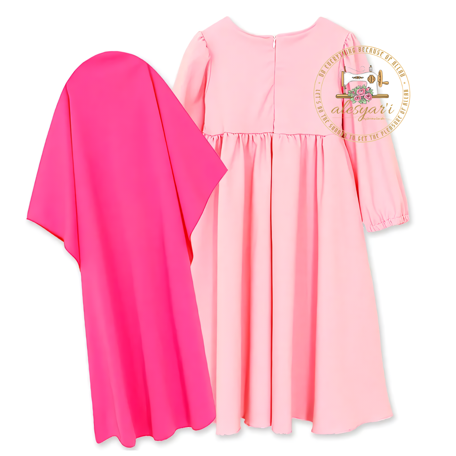 Alesyari Shop I Kids' Kaftan Abaya with Hijab – Graceful Islamic Attire for Young Muslim Girls