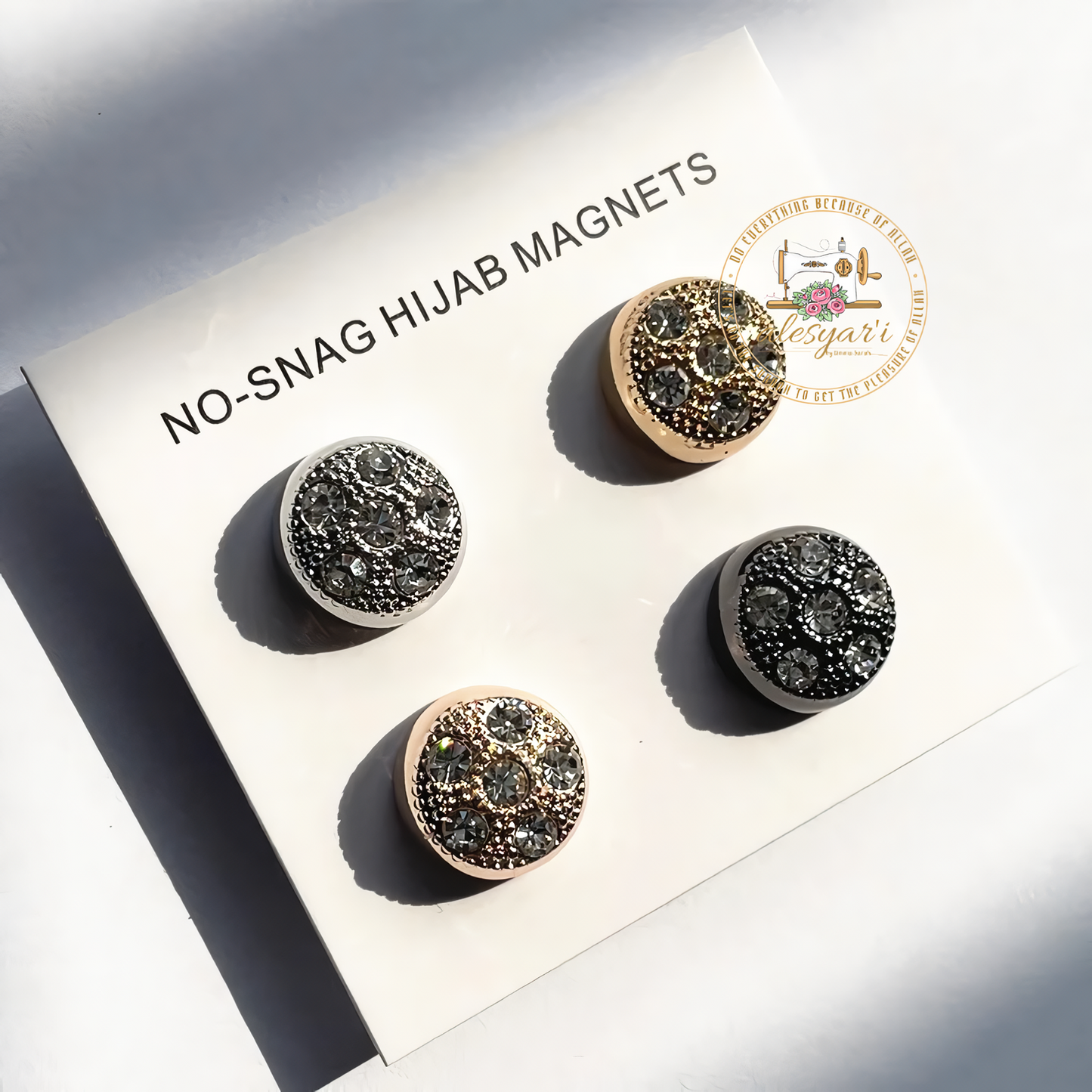 Alesyari Shop I Enhance Your Style with a Set of Elegant Muslim Magnetic Rhinestone Brooches: Versatile Accessories for Adults with Hijab Chic