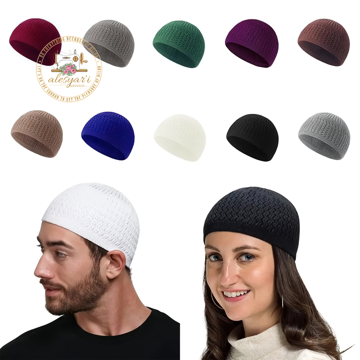 Alesyari Shop I New Winter Warmth: Woolen Muslim Caps for Mosque - Unisex Beanies