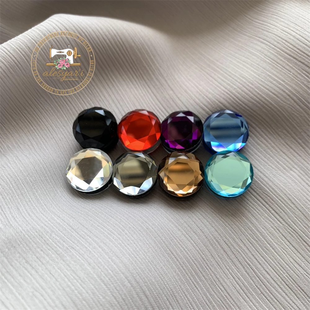 Alesyari Shop I Magnetic Glass Pins for Muslim Hijab Accessories - Vibrant Acrylic Brooches with Strong Magnets for Stylish Scarf Buckling