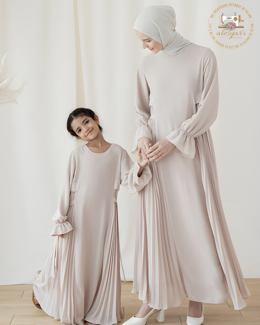 Alesyari Shop I Ramadan Muslim Girls Kids Abaya Dress Open Front Abaya Kebaya (Without Hijab) 2024