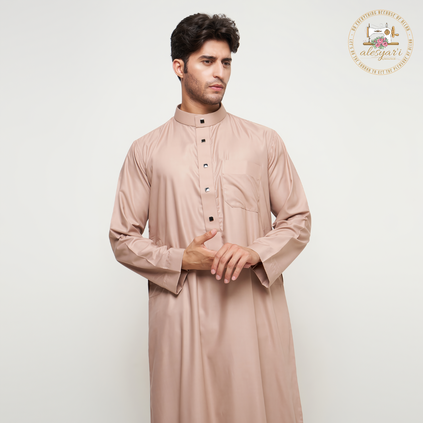 Alesyari Shop I Islamic Jubba Thobe Long Sleeve Robe Shirts Hoodies Saudi Arab Kaftan Long Jubba Thobe Hombre Muslim Men Abaya Clothing