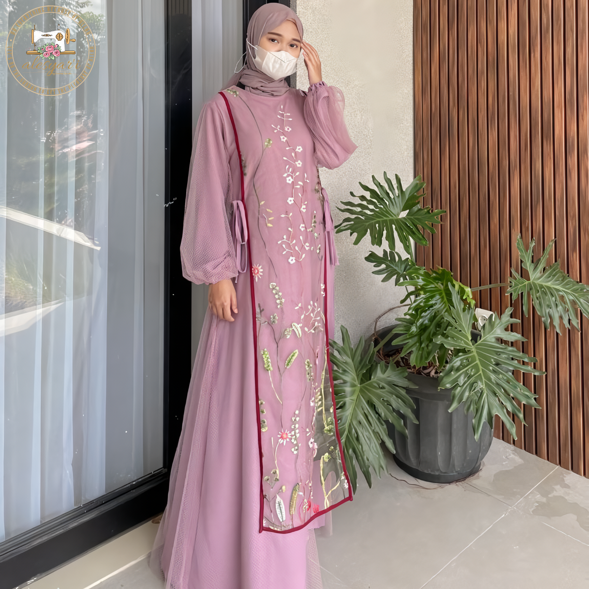 Alesyari Shop I 2024 Maxi Dress Kaftan Floral Women Fashion Muslim Clothing Dubai Long Sleeve Abaya Ladies Evening Dresses