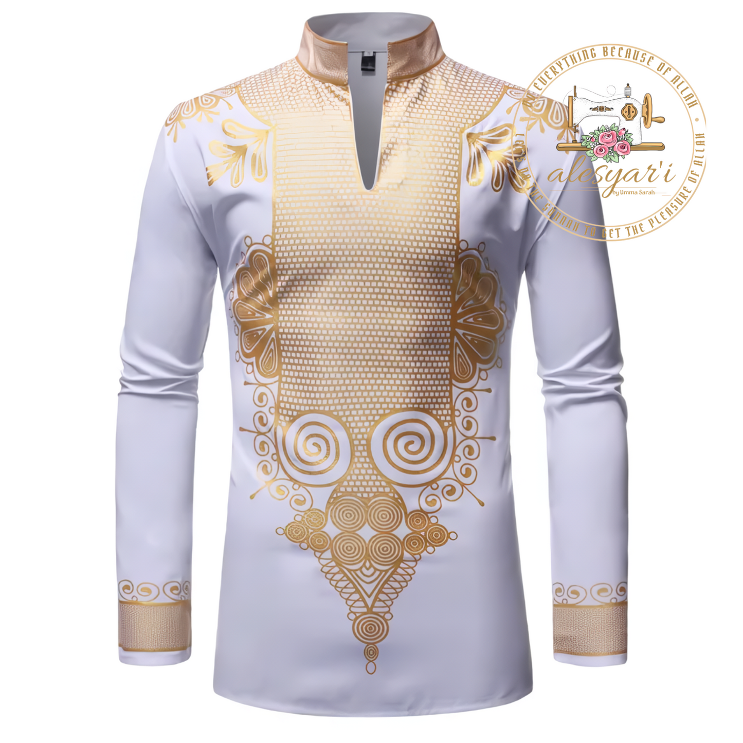 Alesyari Shop I African Dashiki Print Shirt for Men: Fashionable Business Casual Pullovers