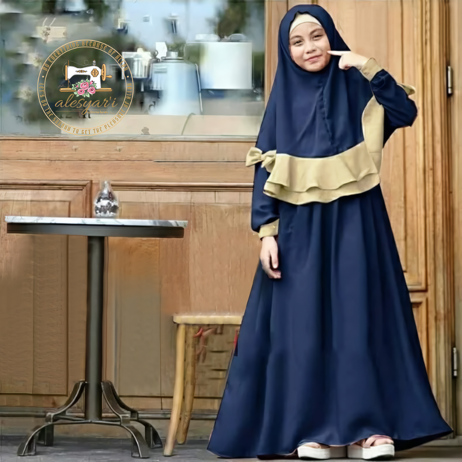 Alesyari Shop I Stylish 2-Piece Ramadan Sets for Young Muslim Girls Hijab Abaya Ensemble with Long Robe, Perfect Islamic Attire for Children