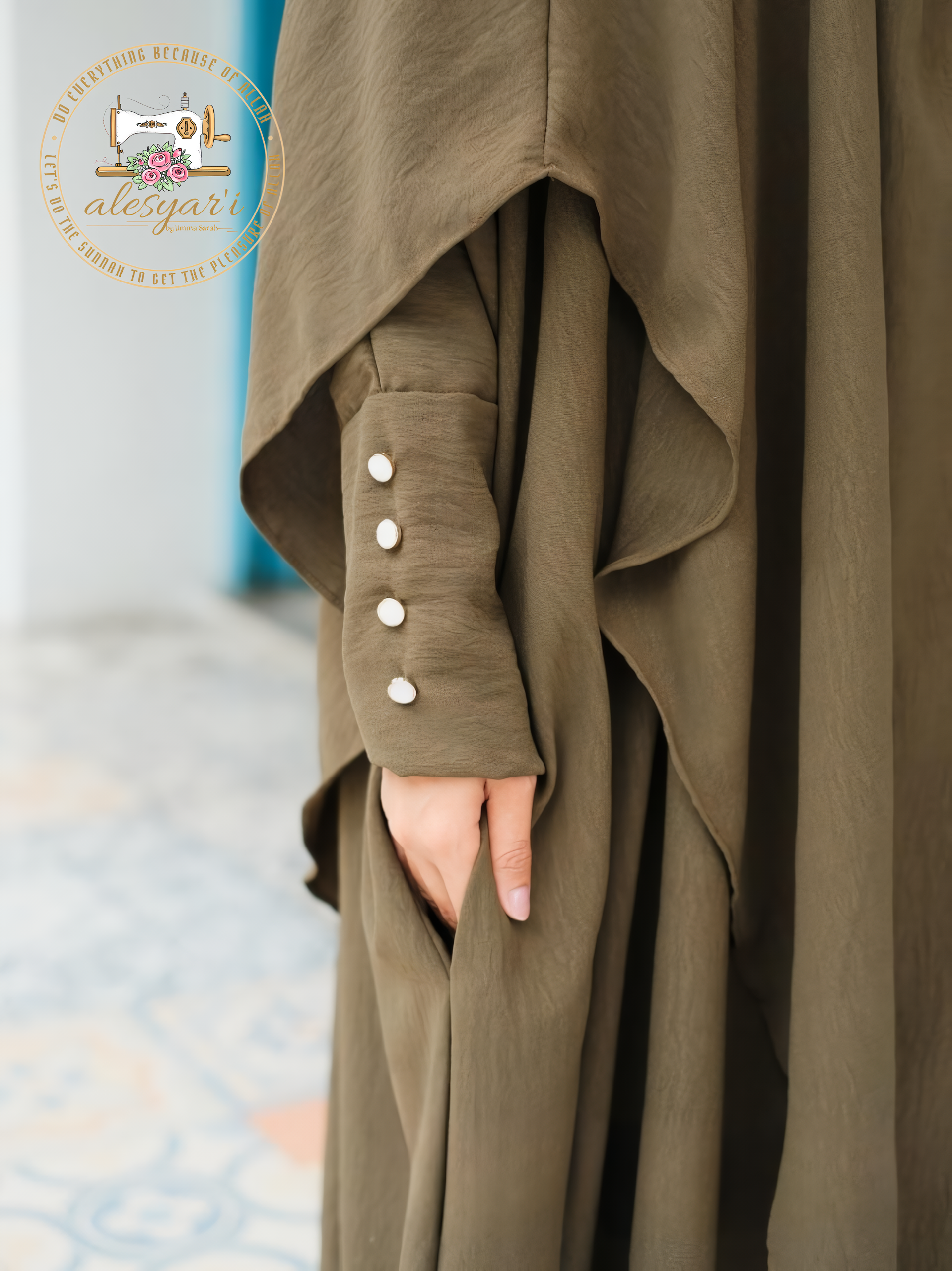 Alesyari Shop I Sacred Pilgrimage Attire 2024 Umrah and Hajj Abaya Set with Long French Khimar