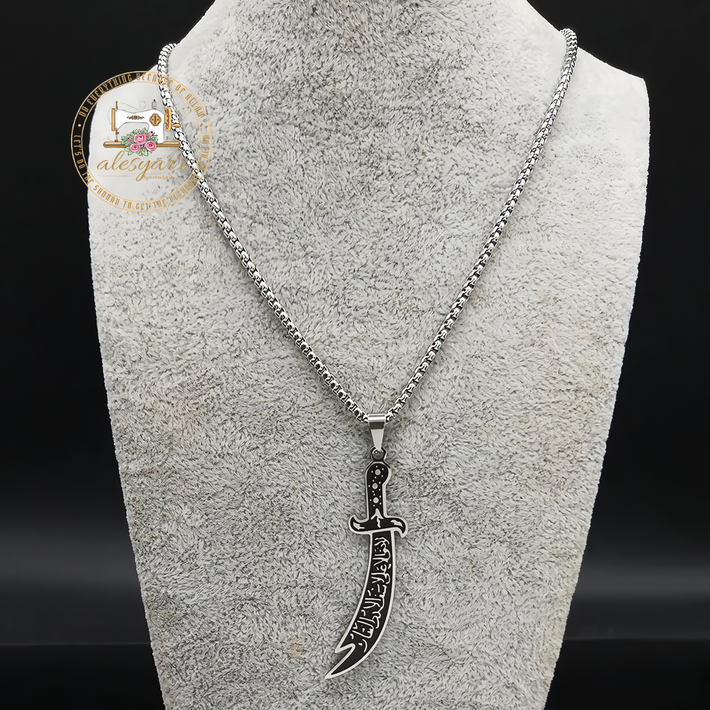 Alesyari Shop I Stainless Steel Arabic Sword Pendant Necklace - A Unique Statement in Islamic Jewelry