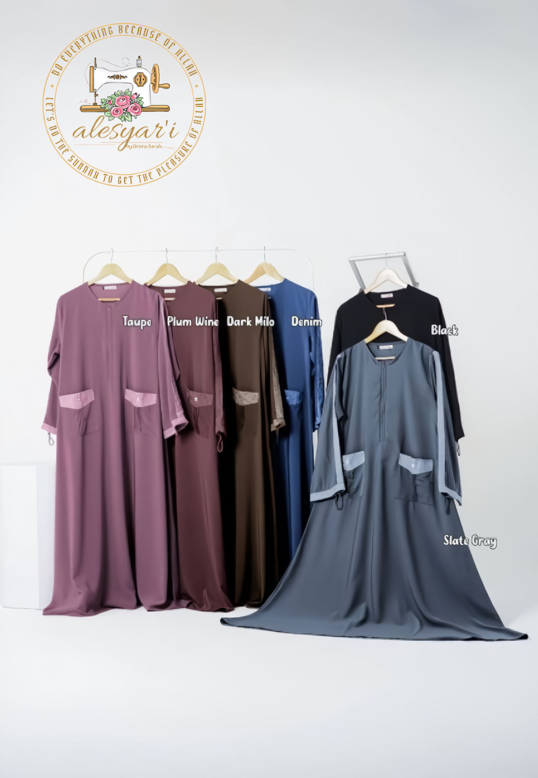 Alesyari Shop I Ramadan Eid women Elegance Modest Hijab Set with Khimar, Veil, and Plain Robe