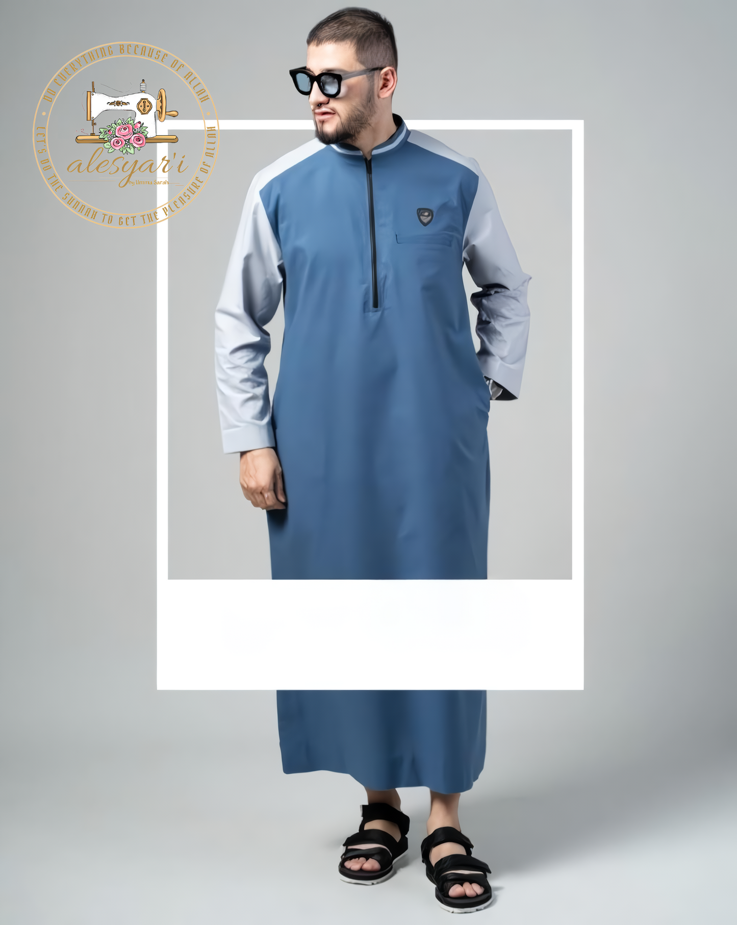 Alesyari Shop I Stylish Oxford Two-Tone Casual Robe for Men The Ideal Islamic Attire for Prayers