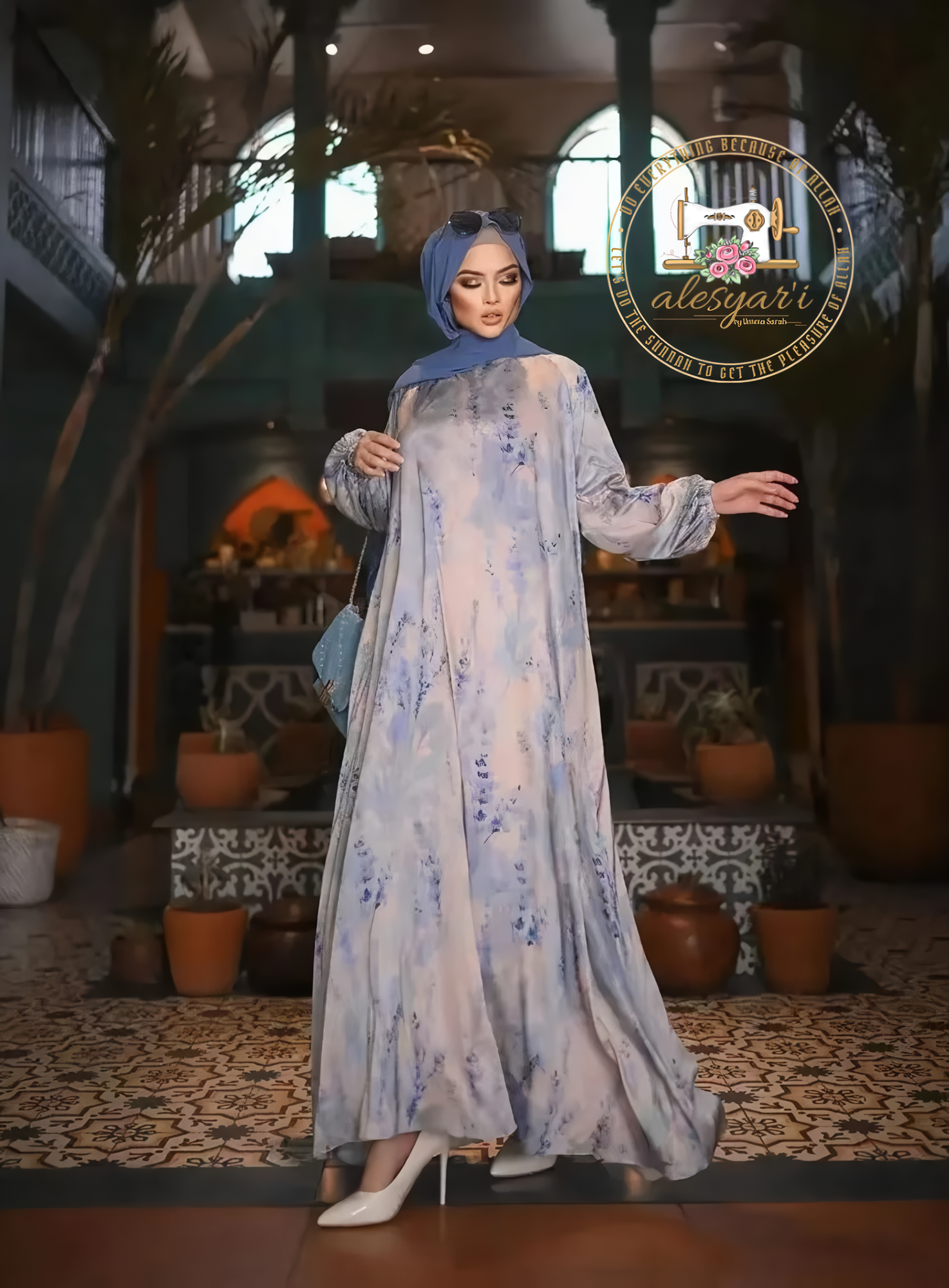 Alesyari Shop I Elegant Muslim Satin Dress: Modest Abaya, African Long Dresses, Formal Abayas, Kaftans - Embrace the Essence of Turkey, Dubai, Moroccan, and Arabic Styles