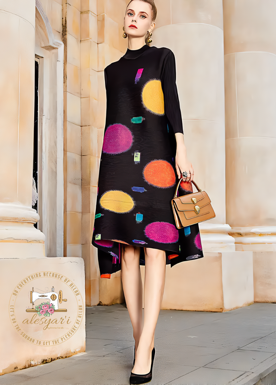 Alesyar'i Shop I European Elegance: Wave Point Printed Dress for Spring and Autumn 2024