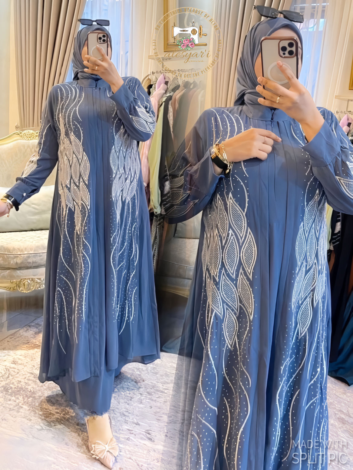 Alesyari Shop I Fashion Solid Muslim Dress Women Autumn Casual Long Sleeve Satin Maxi Female Abaya Turkish Robe