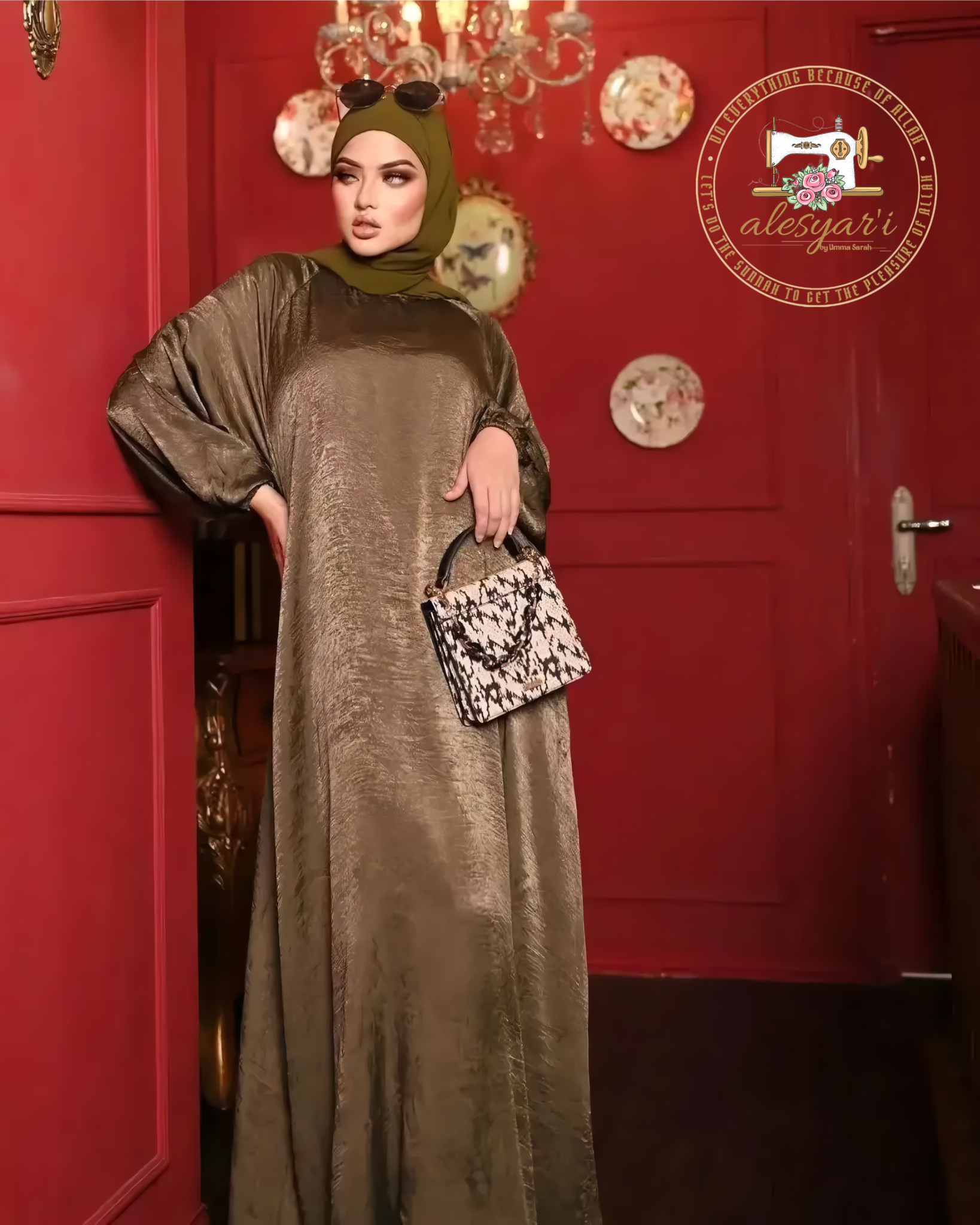 Alesyari Shop I Graceful Modesty Satin Abaya Long Dress - Elegant Formal Wear for Women