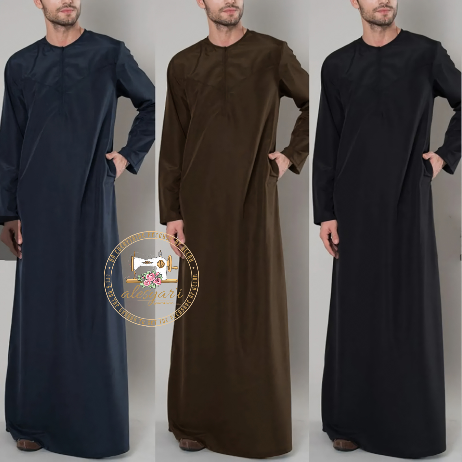 Alesyari Shop I Jubba Thobe: Long Sleeve Kaftan for Men, Ideal Islamic Attire from Pakistan, Saudi Arabia, and Afghanistan