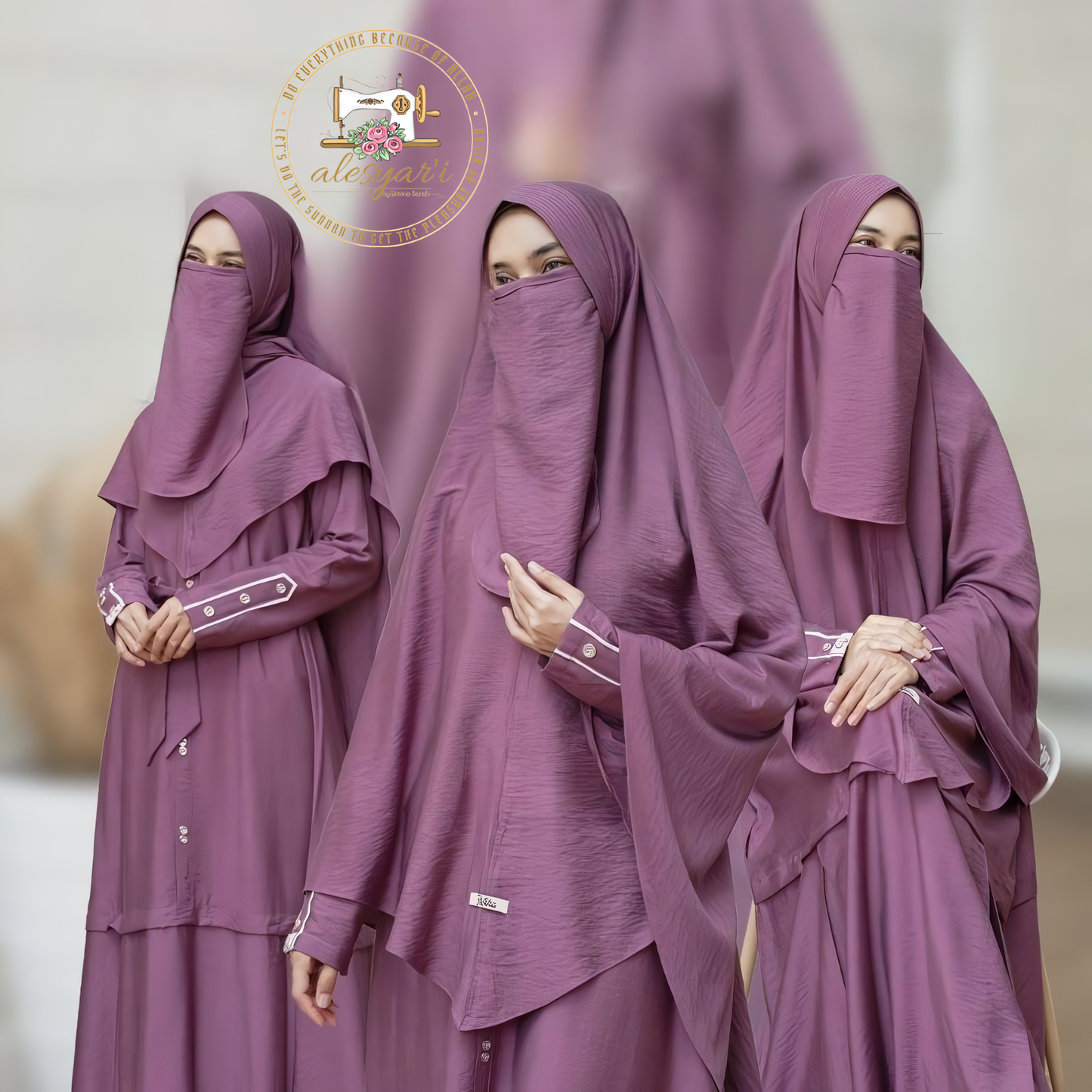 Eid Muslim Women's 2-Piece Set: Long Abaya Dress with Khimar, Prayer Hijab, and Ramadan Kaftan Jumbo Veil Set