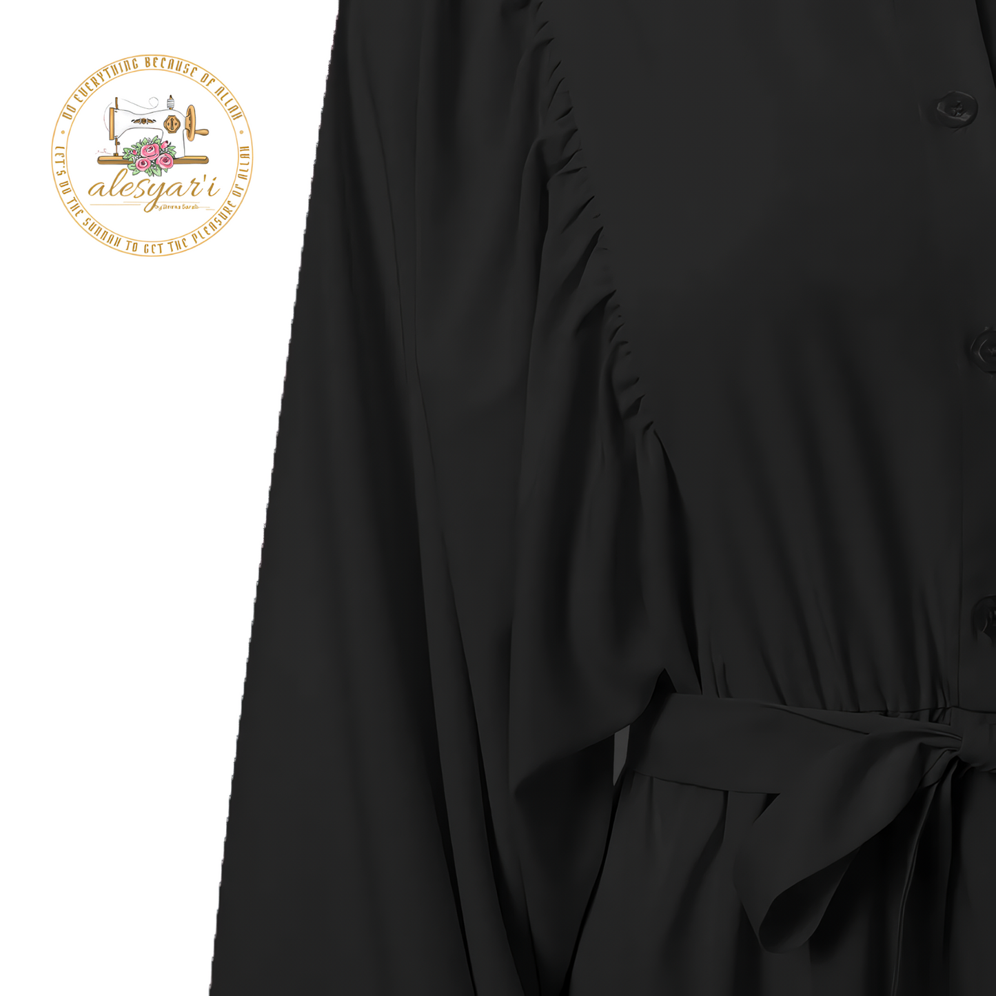 Alesyari Shop I Comfort Oversized Puff Sleeve Muslim Shirt Dress with Hijab - Stylish Casual Wear for Women