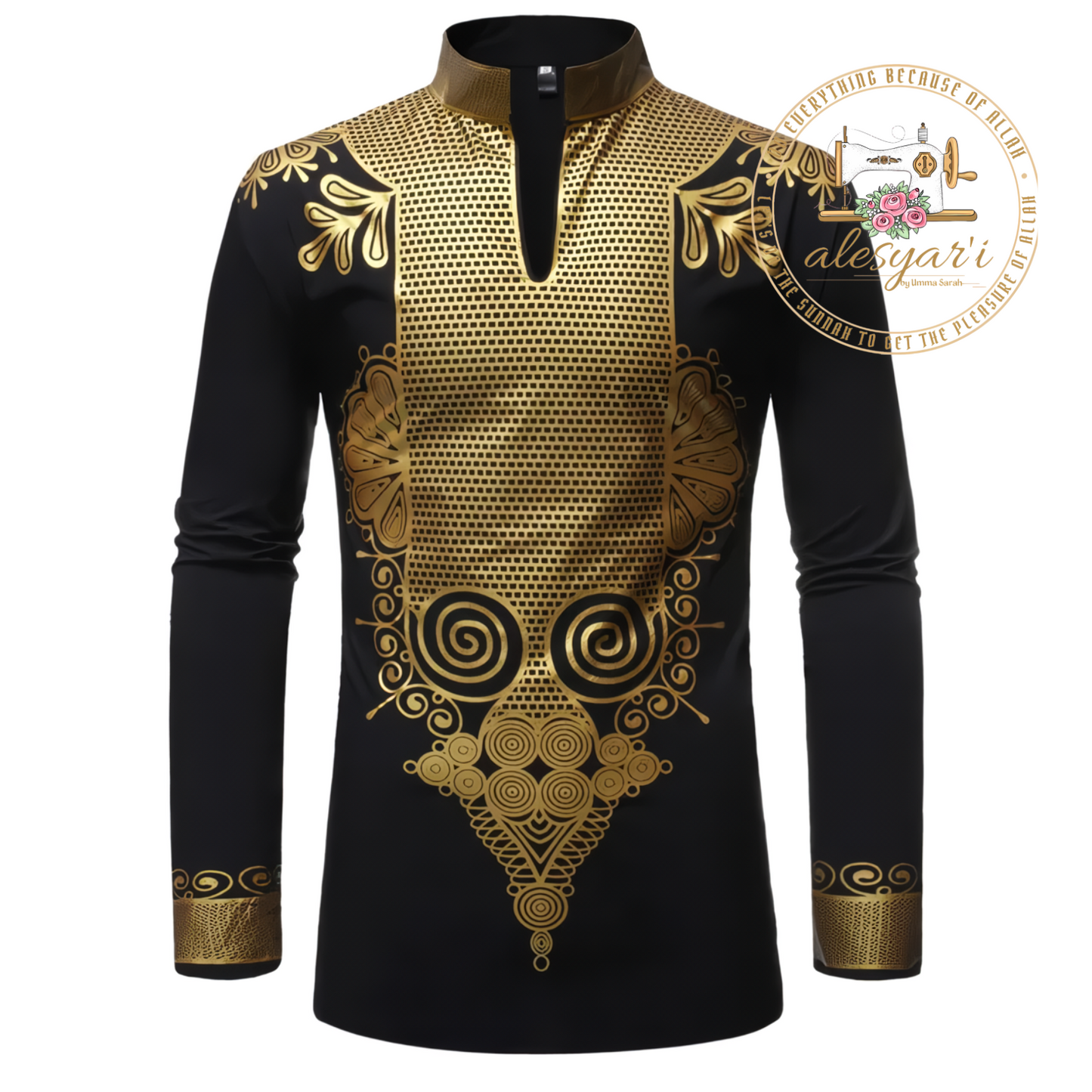 Alesyari Shop I African Dashiki Print Shirt for Men: Fashionable Business Casual Pullovers