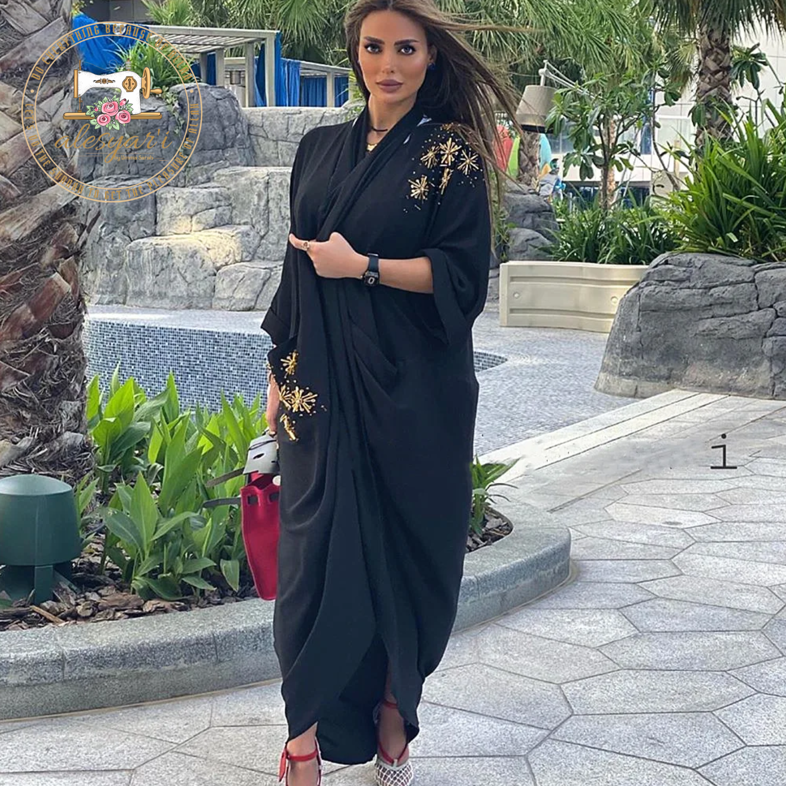 Alesyari Shop I New Muslim Woman Dress Two Through Hand Stitched Beaded Tube Outerwear Elegant Women's Dress Ins Kaftan Muslim Abaya Sets