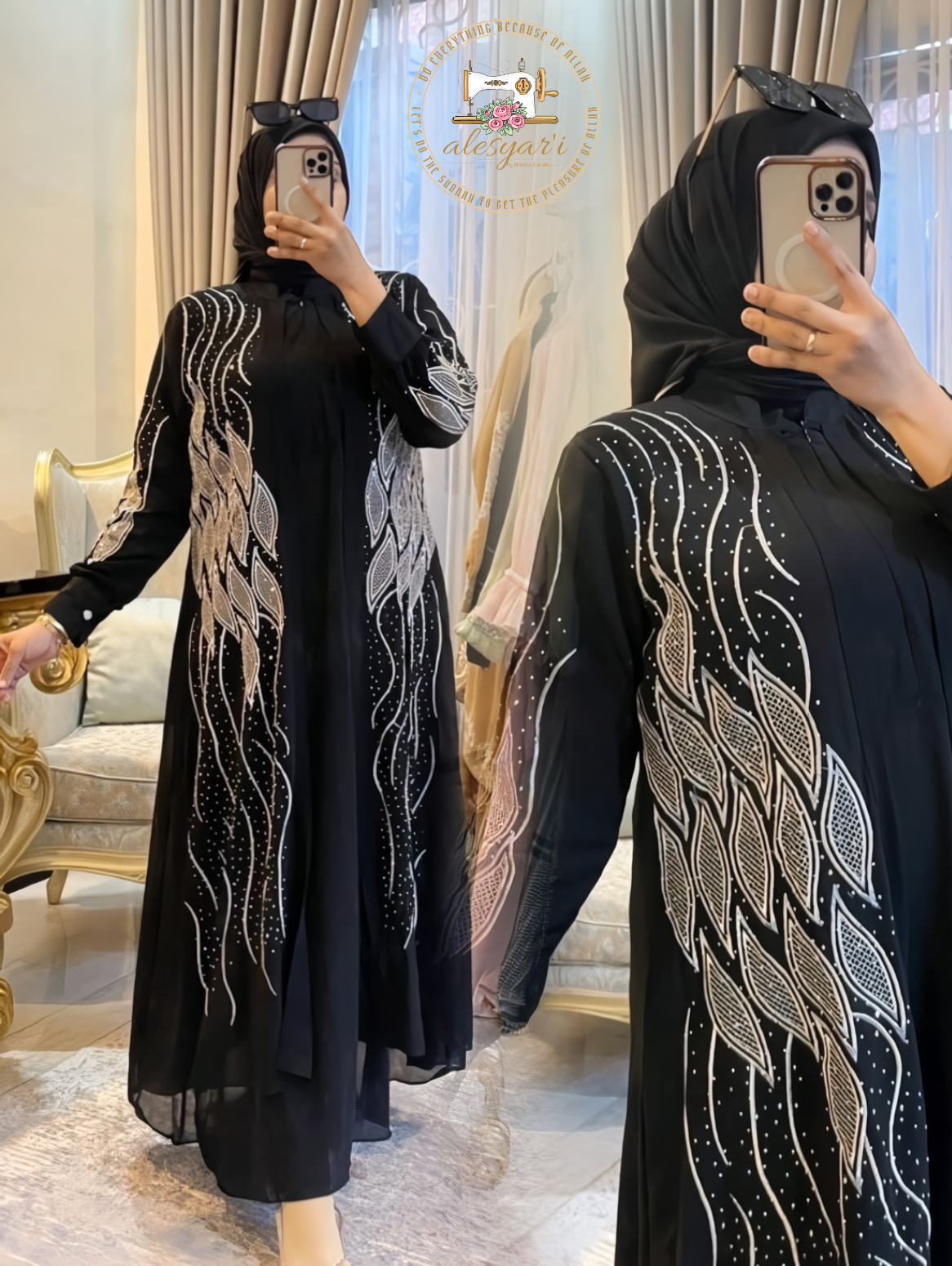 Alesyari Shop I Fashion Solid Muslim Dress Women Autumn Casual Long Sleeve Satin Maxi Female Abaya Turkish Robe