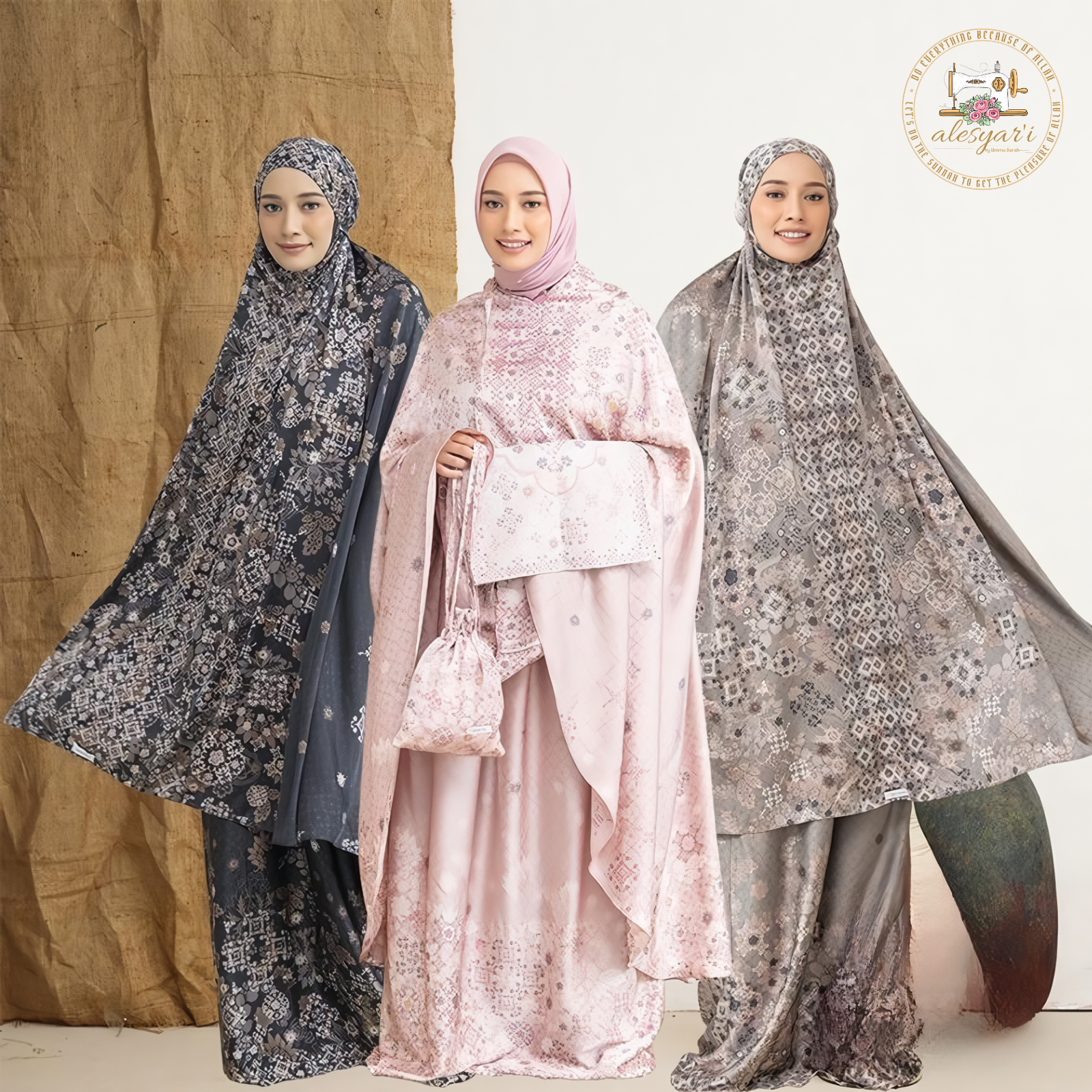 Alesyari Shop I Two Piece Jilbab Prayer Set Abaya for Woman Hijab Dress Muslim Kimono Kaftan Robe Long Khimar Islam Cloth Jilbab Ramadan